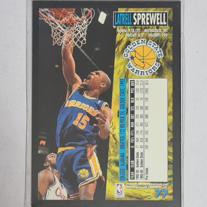 Latrell Sprewell 1994 Fleer 94-95 gold splash variant #77 NBA Basketball Golden State Warriors Excellent