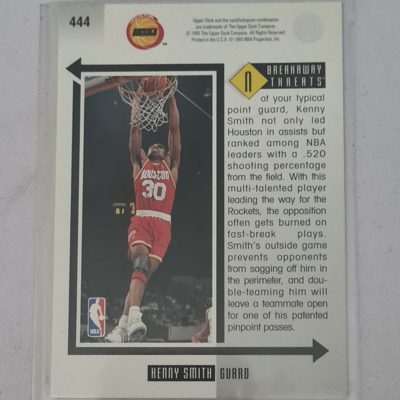 Kenny Smith 1993 Upper-Deck breakaway threats #444 NBA Basketball Houston Rockets Excellent