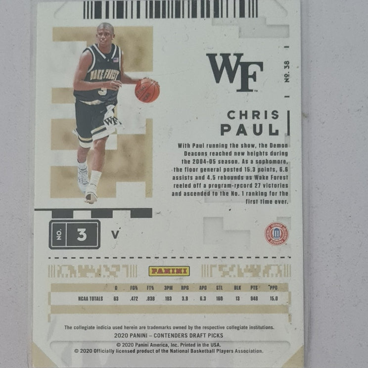 Chris Paul 2020 Panini Contenders draft picks #38 Wake Forest Ex-mint
