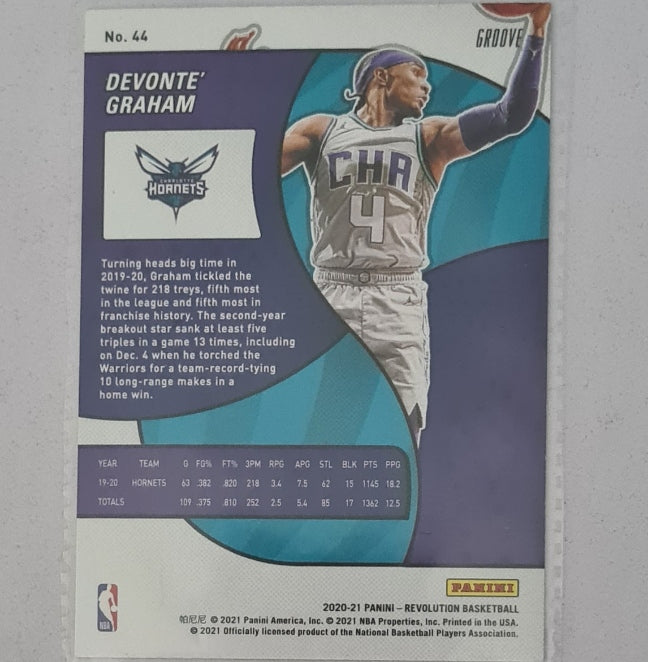 Devonte Graham 2020-21 Panini Revolution Groove variant #44 NBA Basketball Charlotte Hornets excellent Sleeved