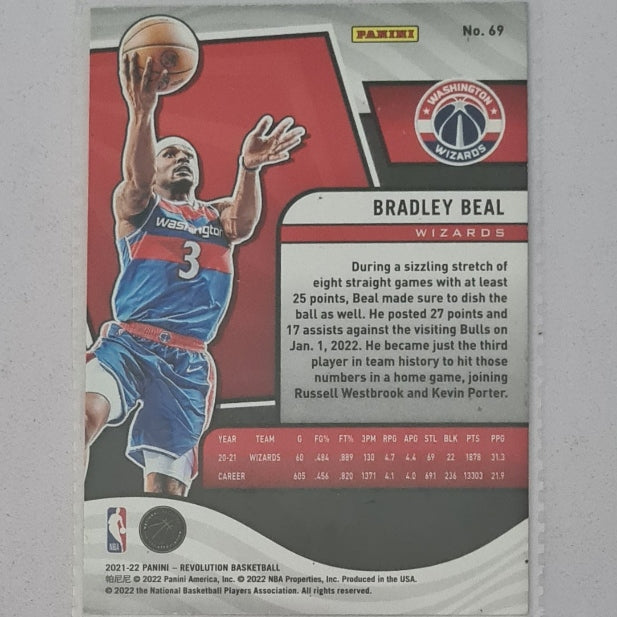 Bradley Beal 2021-22 Panini Revolution  #69 NBA Basketball Washington Wizards excellentt Sleeved