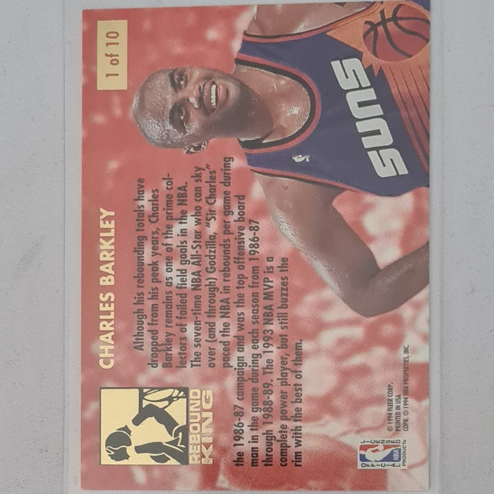 Charles Barkley 1993 Fleer Ultra 93-94 Rebound King 1 of 10 NBA Basketball Phoenix Suns Excellent Sleeved