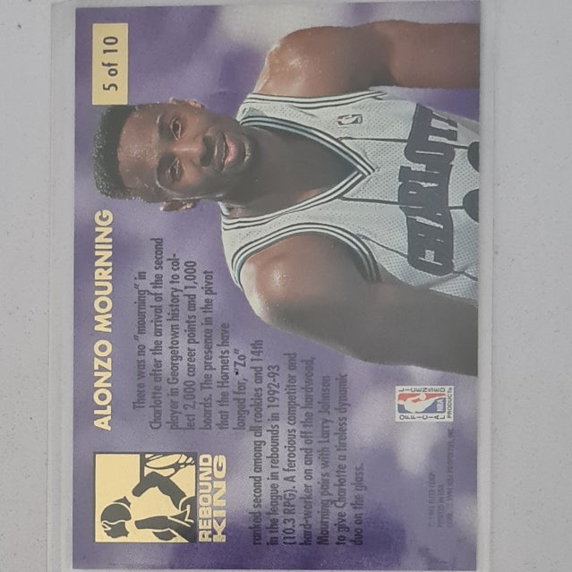 Alonzo Mourning 1993 Fleer Ultra 93-94 Rebound King 5 of 10 NBA Basketball Charlotte Hornets Excellent Sleeved