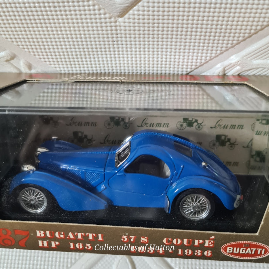 R87 Brumm 1:43 Bugatti 57 S Coupe 1934-36 blue diecast perfect boxed