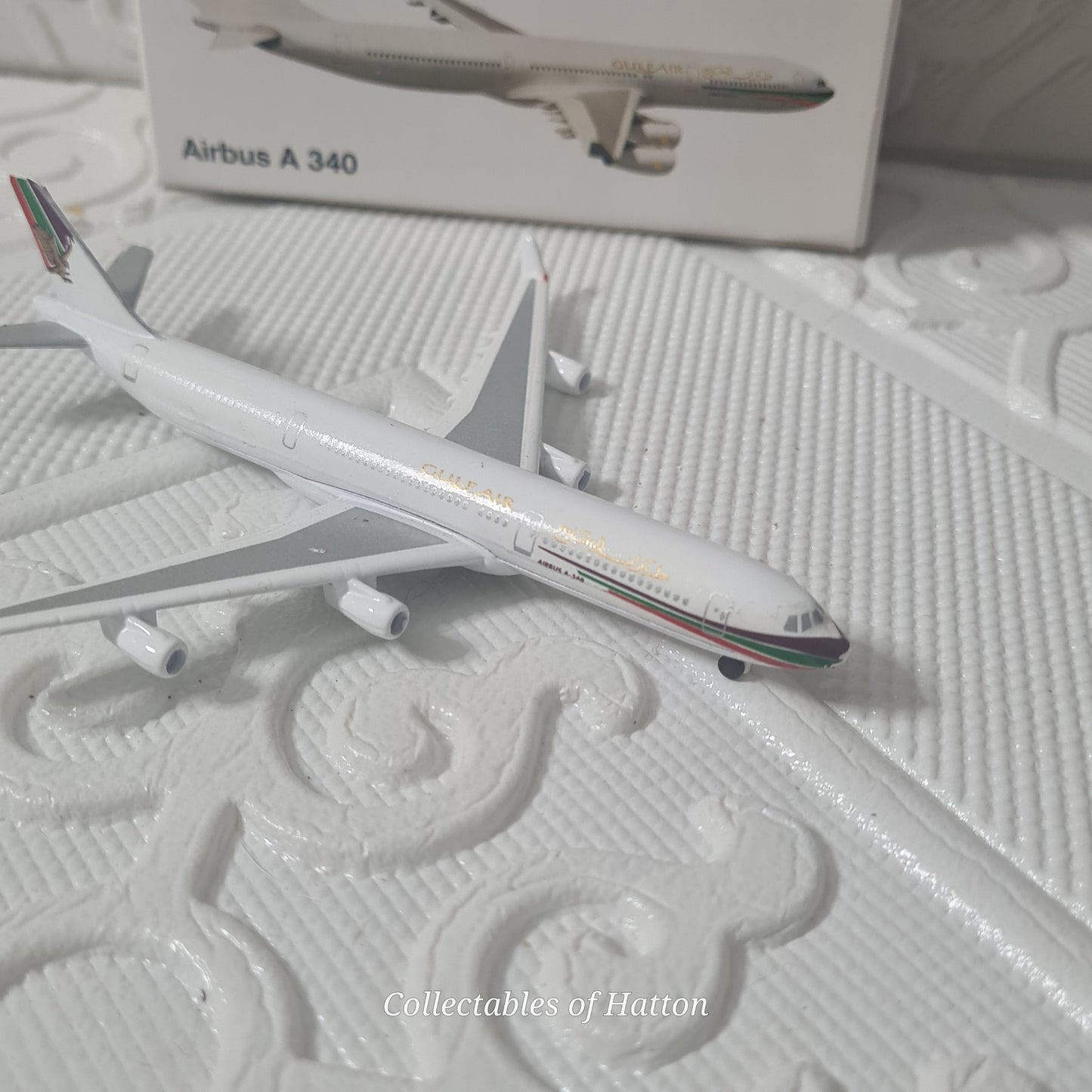 Schabak 1:600 Airbus A-340 Gulf Air Germany diecast plane boxed 955/32