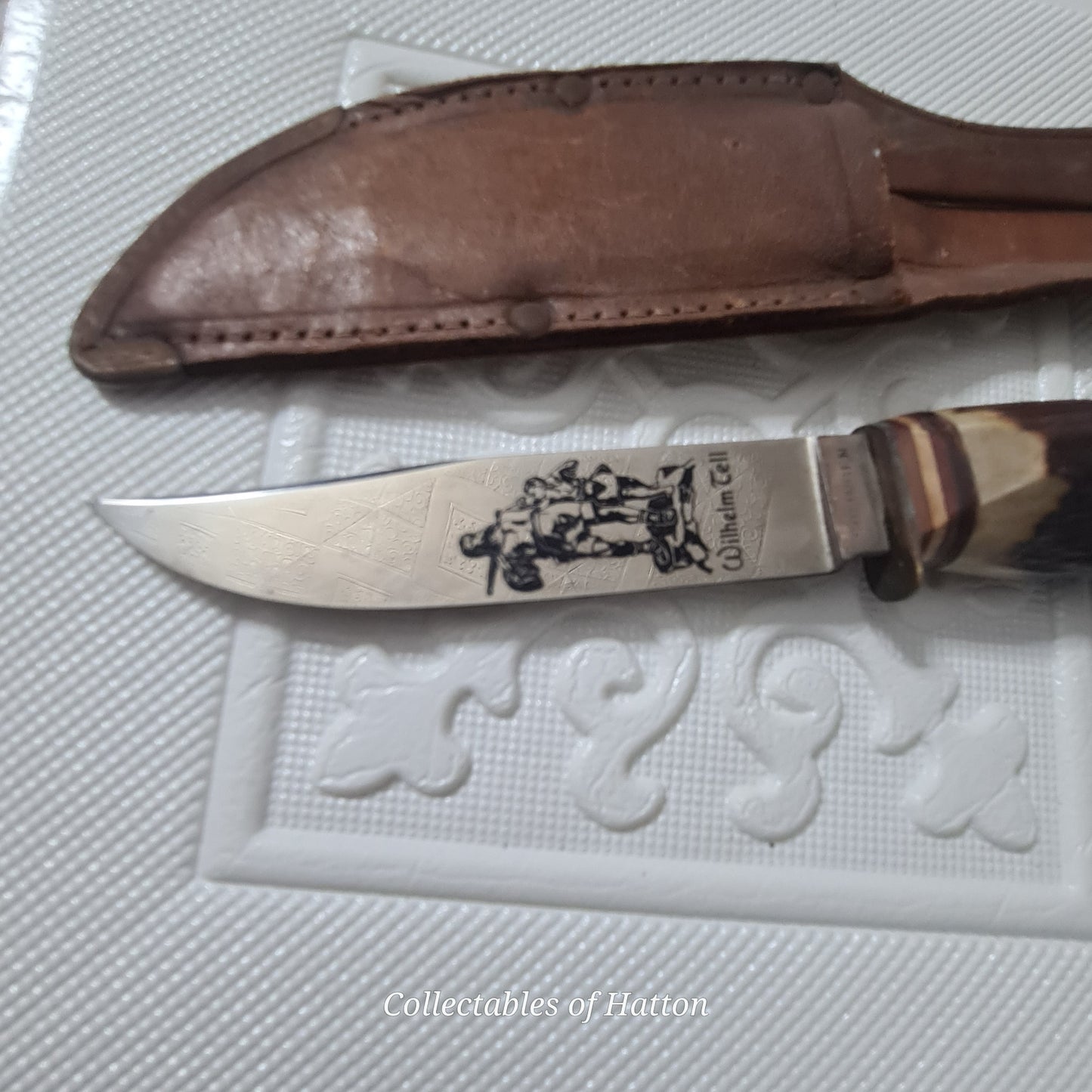 Solingen wilhelm Tell German made stag handle hunting knife high quality old