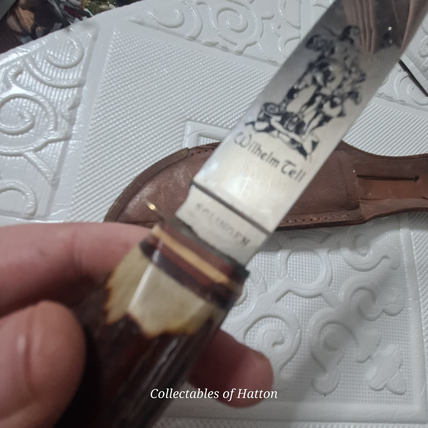 Solingen wilhelm Tell German made stag handle hunting knife high quality old