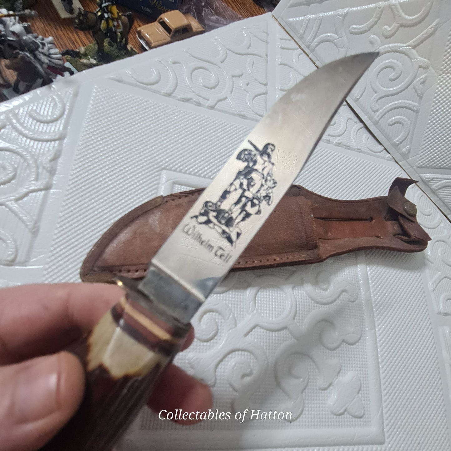 Solingen wilhelm Tell German made stag handle hunting knife high quality old