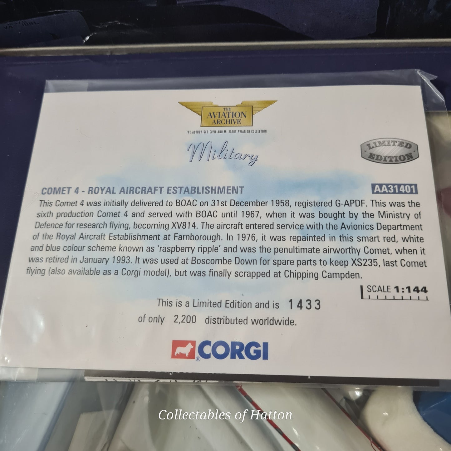 Corgi Aviation AA31401 Comet 4 royal aircraft establishment 1:144 Diecast Model boxed perfect Complete