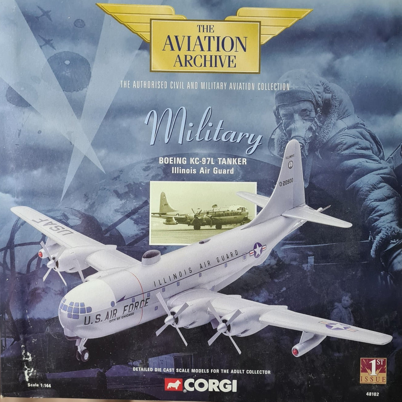 Corgi Aviation 48102 Boeing KC-97L Tanker Illinois air guard 1:144 Diecast Model boxed perfect Complete