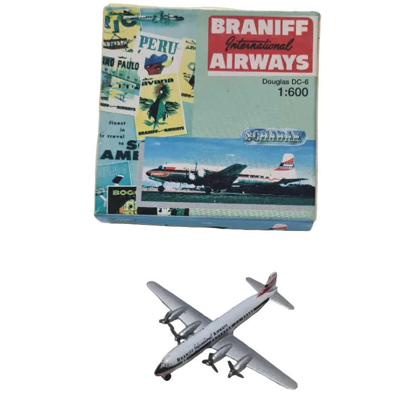 Schabak 1:600 Douglas DC-6 Braniff international airways made Germany diecast plane 948/45