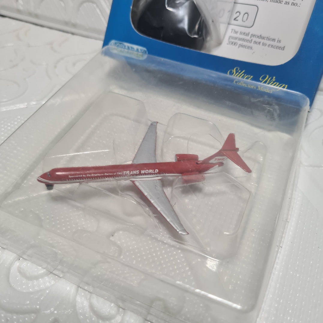 Schabak 1:600 MD-80 TWA TRANS-WORLD Air silver wings Germany diecast plane 2904/10