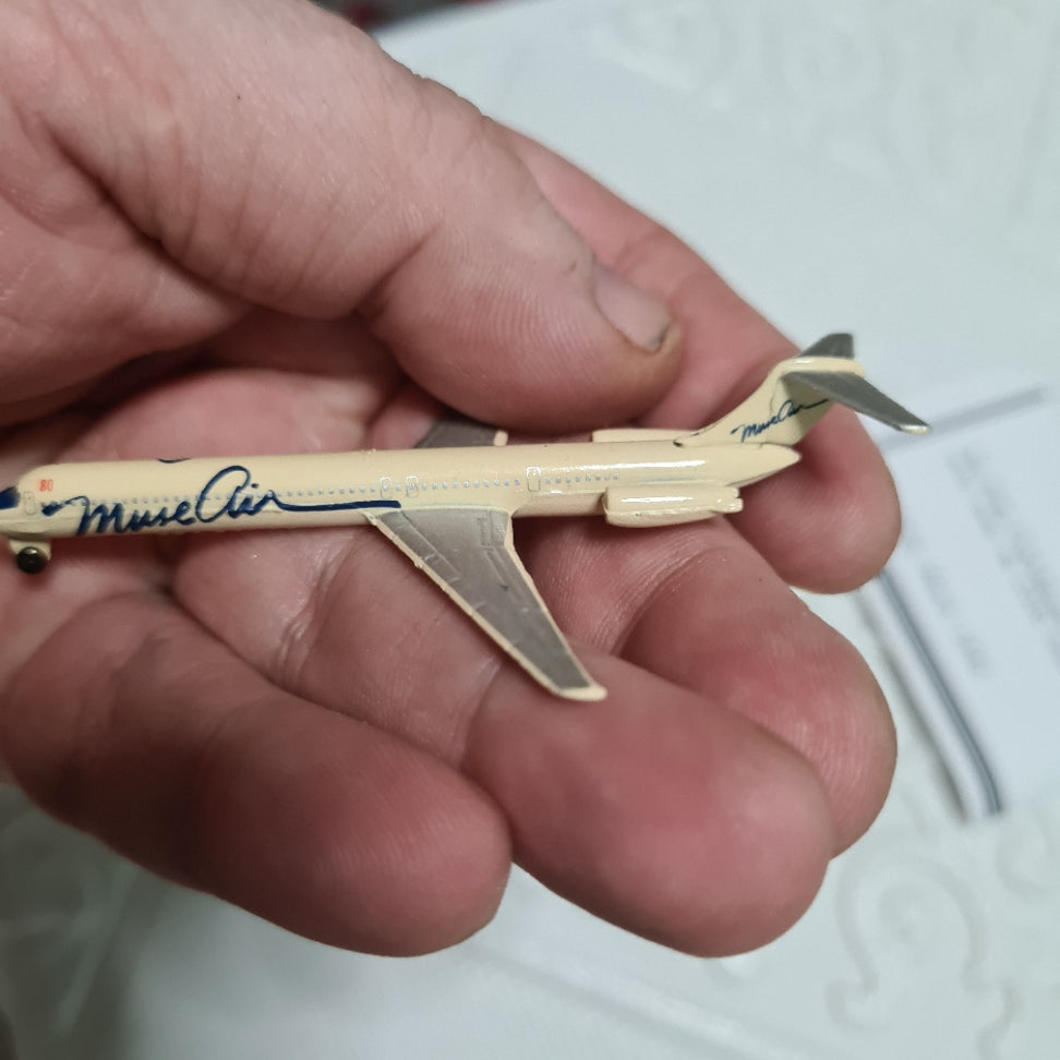 Schabak 1:600 Douglas DC-9 MUSE Air rare silver wings Germany diecast plane 2904/168