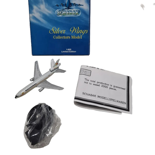 Schabak 1:600 Douglas DC-10-30 National Airlines rare silver wings Germany diecast plane 2902/159