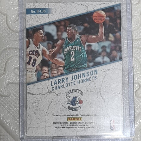 Larry Johnson 2022-23 Panini donruss Elite impact Autograph #II-LJS Basketball Charlotte Hornets 