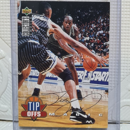 Shaquille O'Neal 1994 Upper-Deck collectors choice tip offs silver auto #184 NBA Basketball Orlando Magic very good Sleeved