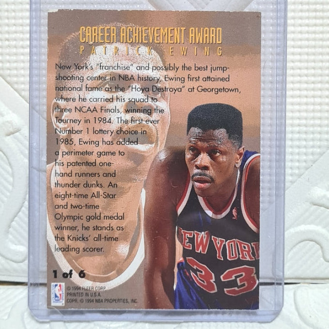Patrick Ewing 1995 Fleer 94-95 Career Achievement Awards 1 of 6 NBA Basketball New York Knicks fair-good Sleeved