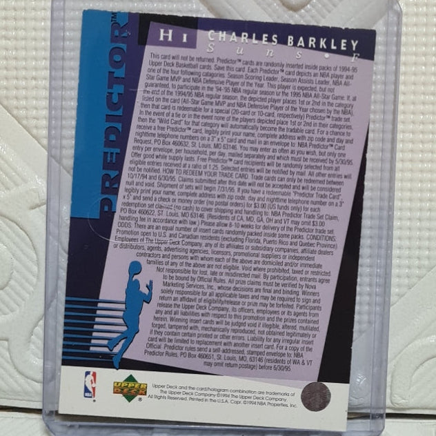 Charles Barkley 1994 Upper Deck Predictor "blue" H1 NBA Basketball Phoenix Suns good sleeved