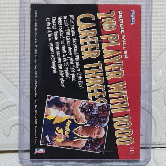 Reggie Miller 1995 Skybox NBA Hoops milestone #213 NBA Basketball Indiana Pacers excellent sleeved