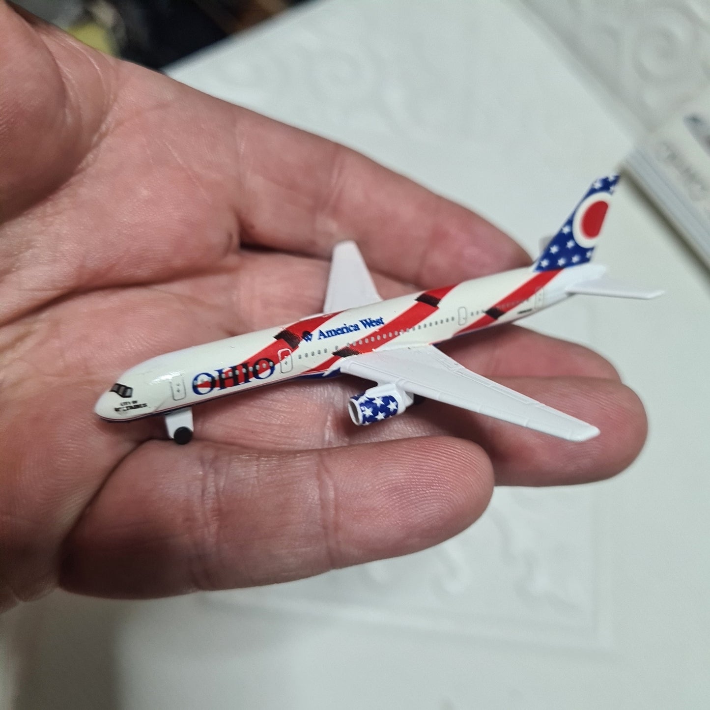 Schabak 1:600 Boeing 757 Ohio State American west Germany diecast plane 908/128o