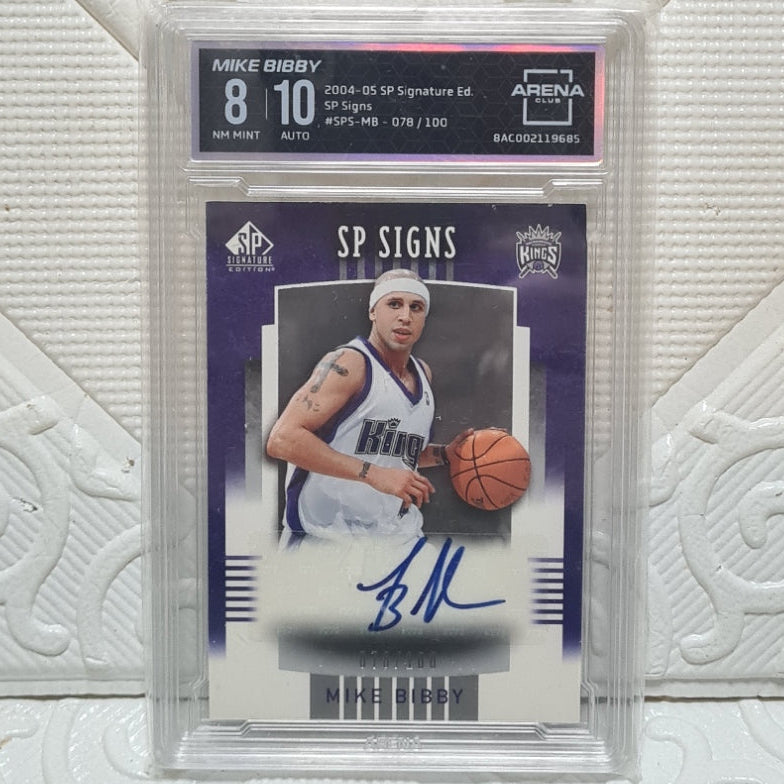 Mike Bibby 2004-05 Upper-Deck sp signature edition 78/100 NBA Basketball Sacramento Kings graded 8 auto 10