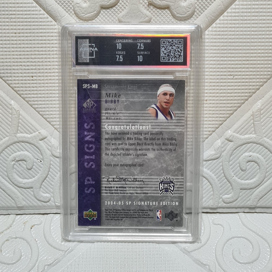 Mike Bibby 2004-05 Upper-Deck sp signature edition 78/100 NBA Basketball Sacramento Kings graded 8 auto 10