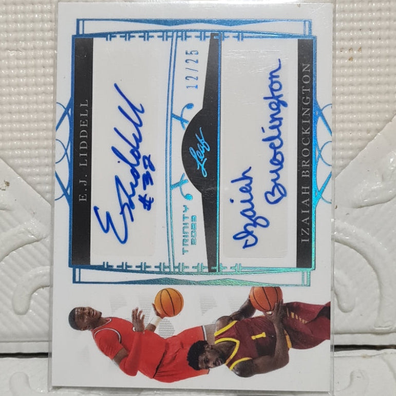 EJ Liddell iziah brockington 2023 Leaf  trinity 12/25 dual autograph NBA Basketball Excellent