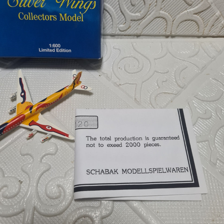Schabak 1:600 Boeing 727-200 Braniff Calder silver wings rare diecast plane german made 2906/45