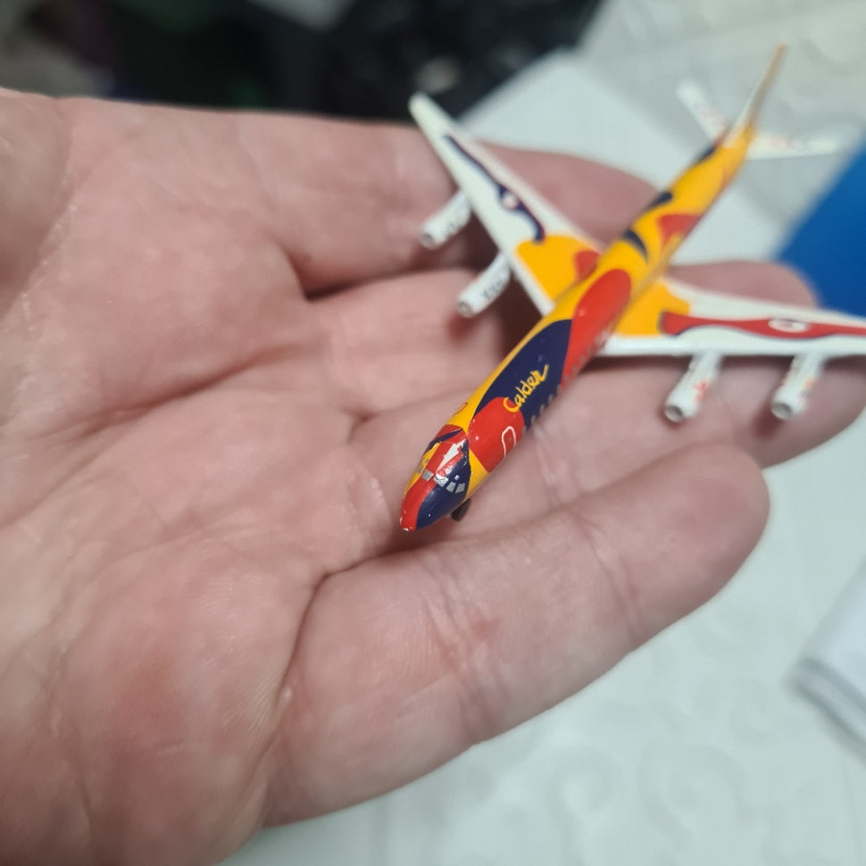 Schabak 1:600 Boeing 727-200 Braniff Calder silver wings rare diecast plane german made 2906/45