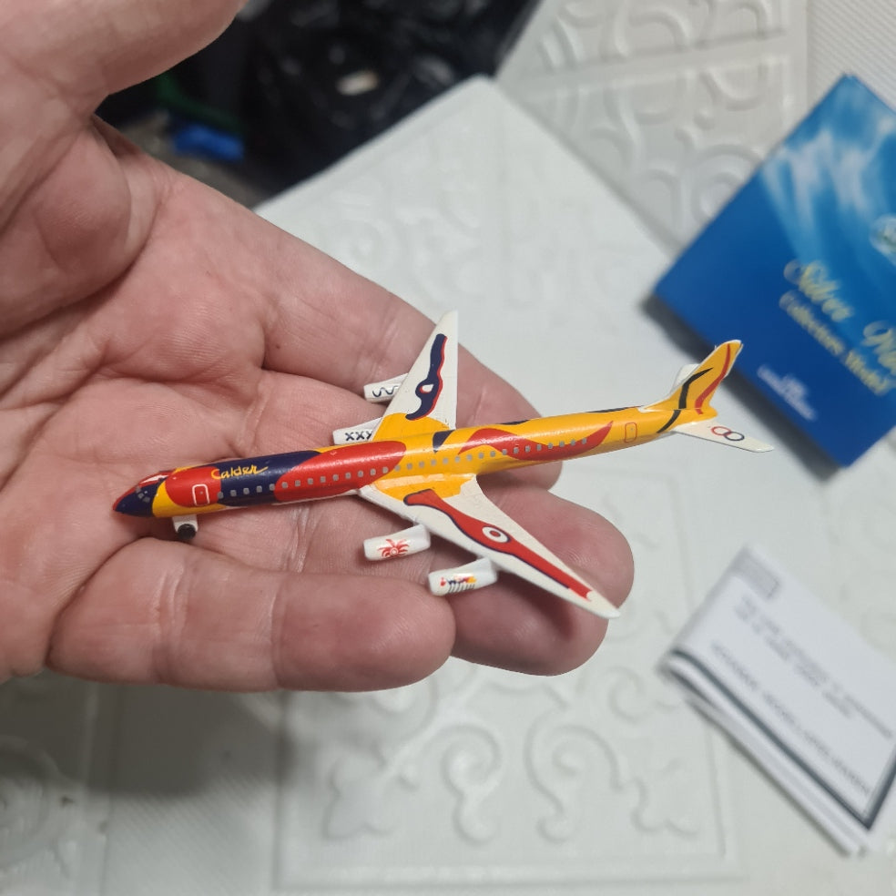 Schabak 1:600 Boeing 727-200 Braniff Calder silver wings rare diecast plane german made 2906/45