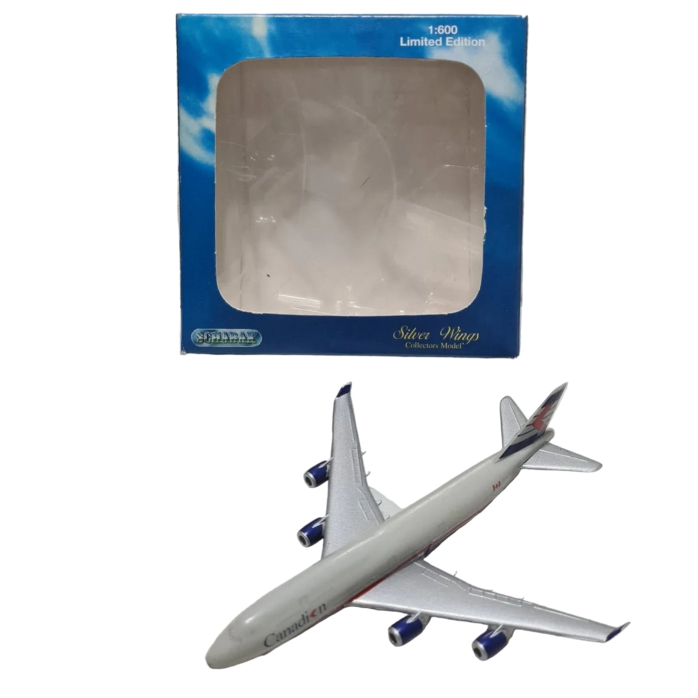 Schabak 1:600 Boeing 747-200 Canadian Pacific silver wings rare diecast plane German made 2901/73