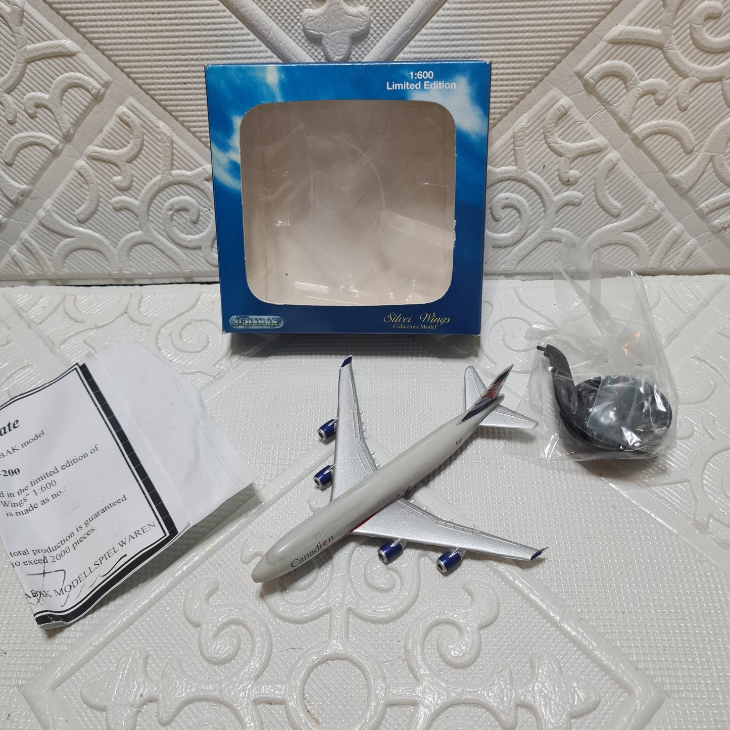 Schabak 1:600 Boeing 747-200 Canadian Pacific silver wings rare diecast plane German made 2901/73