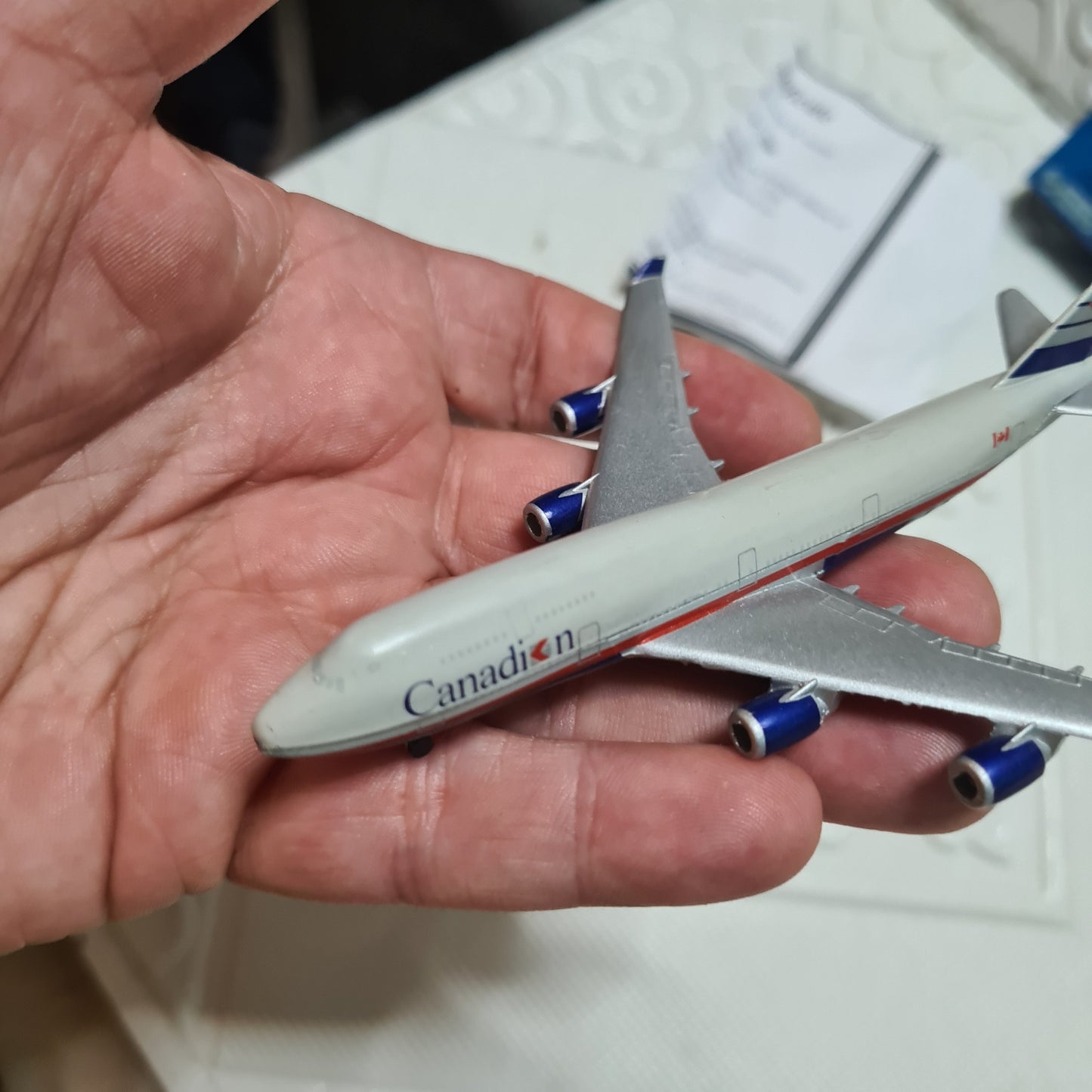 Schabak 1:600 Boeing 747-200 Canadian Pacific silver wings rare diecast plane German made 2901/73