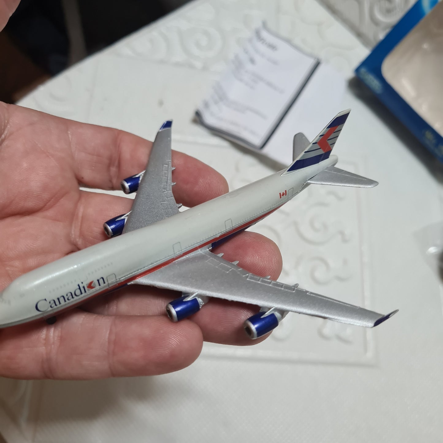 Schabak 1:600 Boeing 747-200 Canadian Pacific silver wings rare diecast plane German made 2901/73