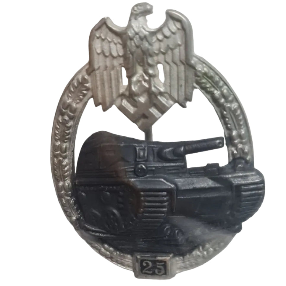 WW2 Panzer tank assault German Badge "25" reproduction not silver " nice quality