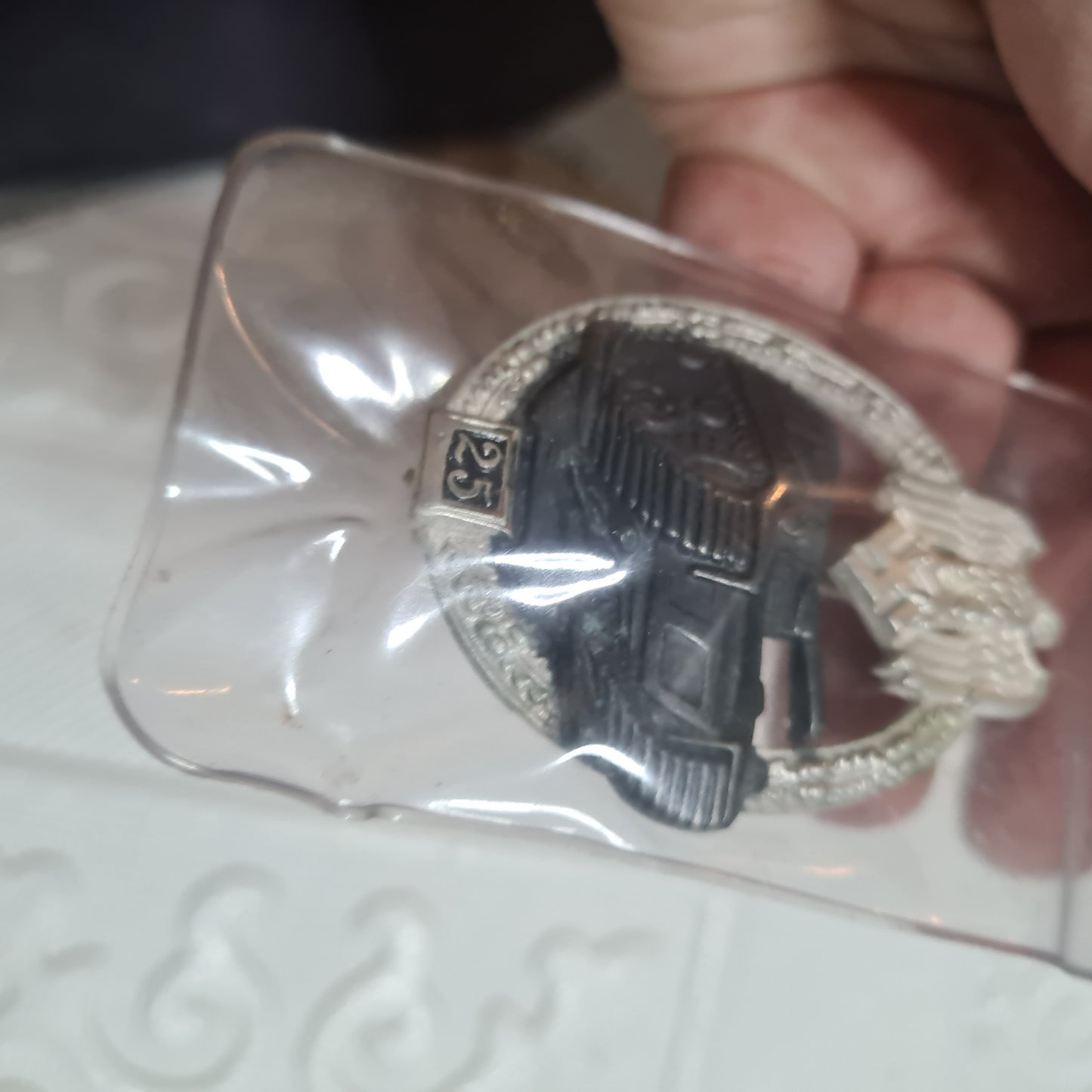 WW2 Panzer tank assault German Badge "25" reproduction not silver " nice quality