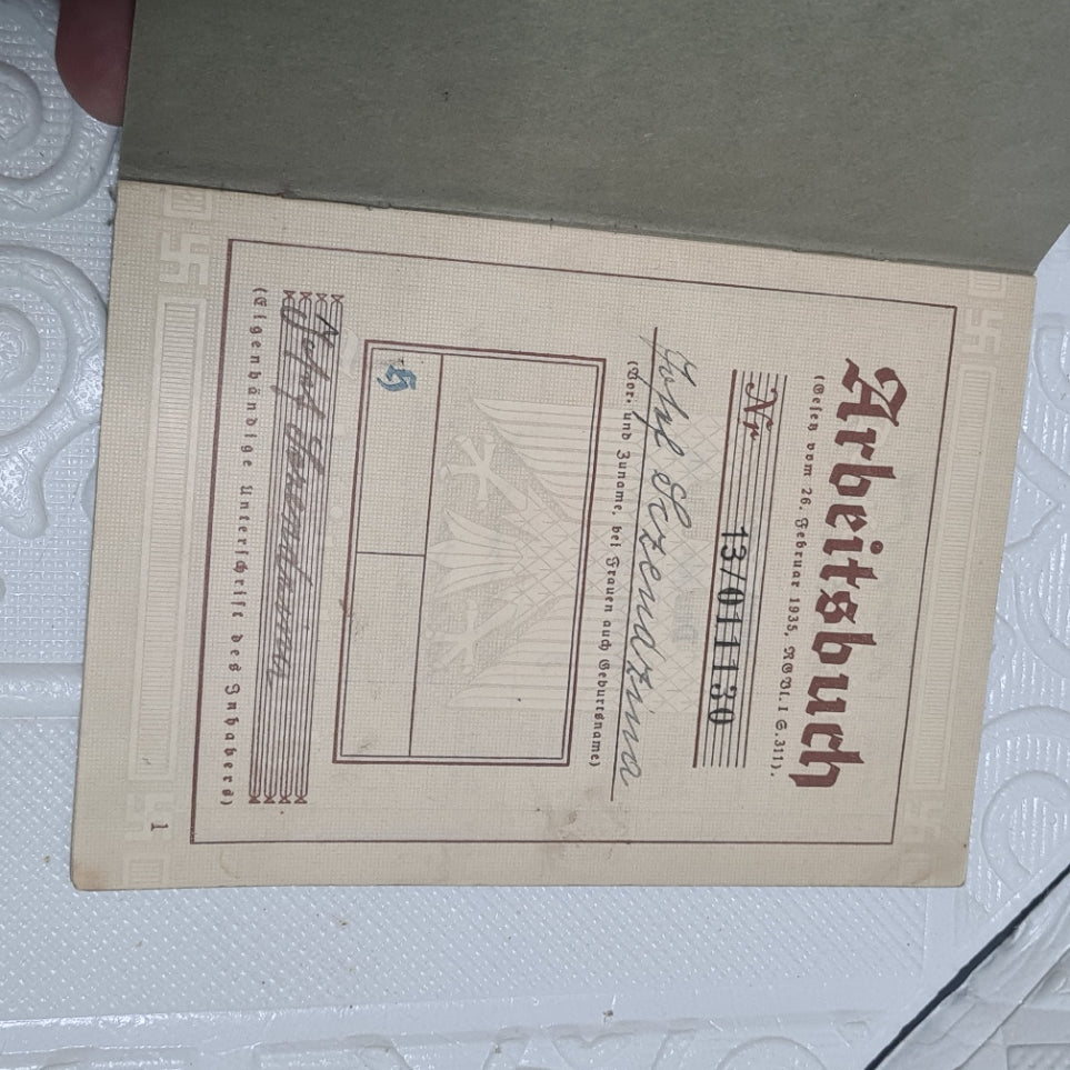 Deutches Reich Arbeitsbuch 1930's 40's Labour book papers please very nice example ww2
