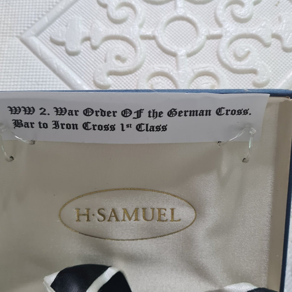 WW2 War order of the German cross bar to the iron Cross 1st class stamped L/22 1939
