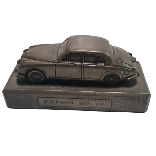 Jaguar MK II Bronze ? metal cast car on plinth heavy thing maker unknown 1:43 approx