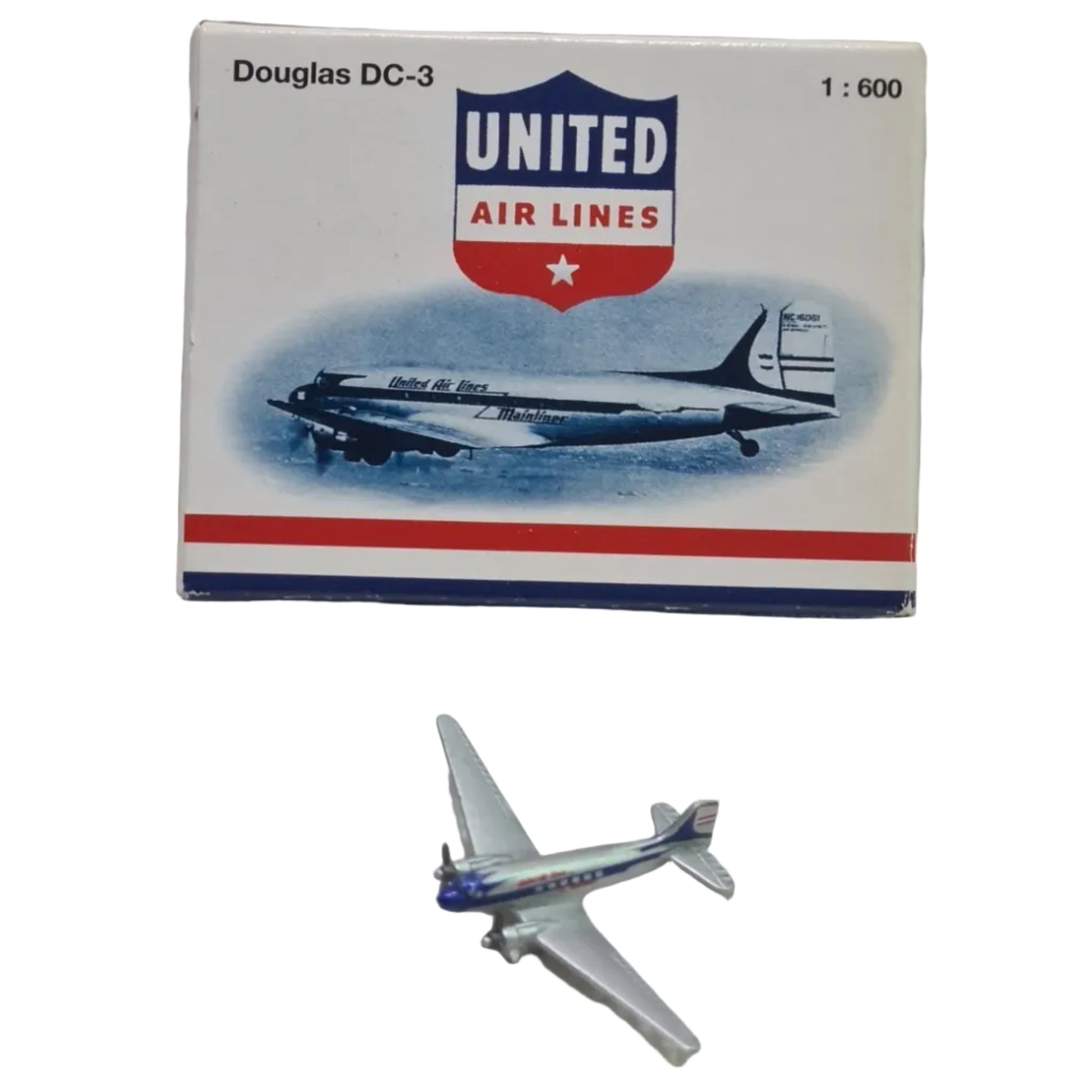 Schabak 1:600 Douglas DC-3 Unired Airlines miniature German made diecast model plane 932/23