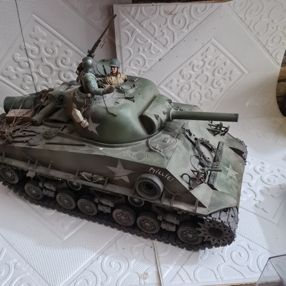 Tamiya 1:16 RC Radio controlled WW2 American Sherman Tank "Millie" pro built painted