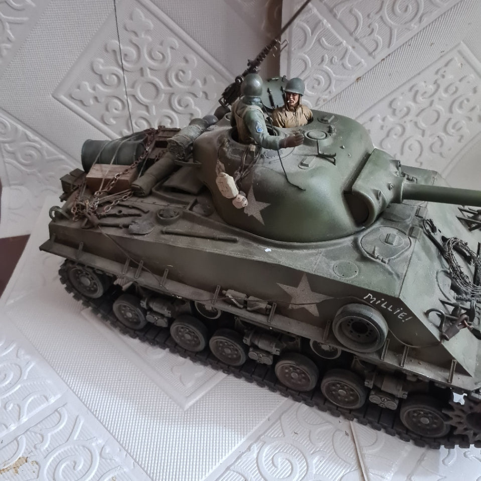 Tamiya 1:16 RC Radio controlled WW2 American Sherman Tank "Millie" pro built painted