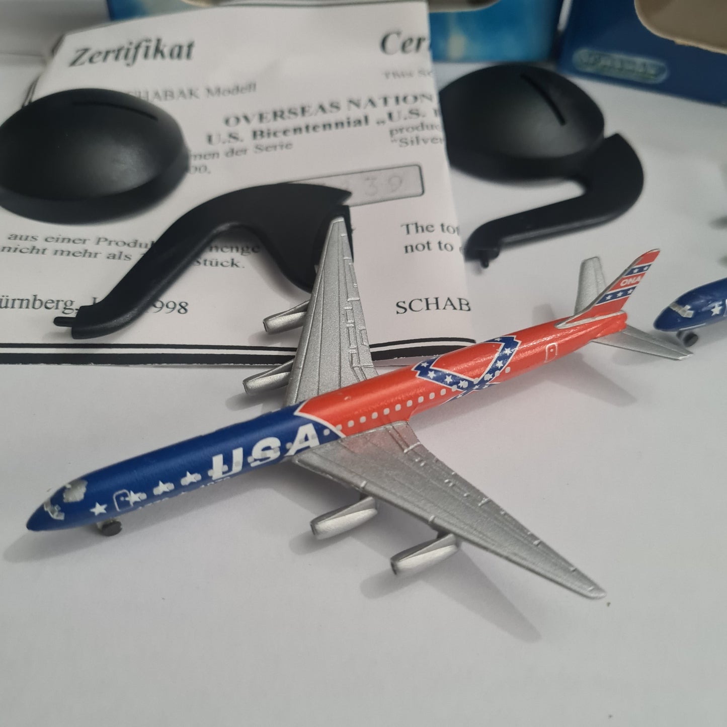 Schabak 1:600 DC-8 ONA 200 Years USA U.S FLAG + Southern flag silver wings rare issues
