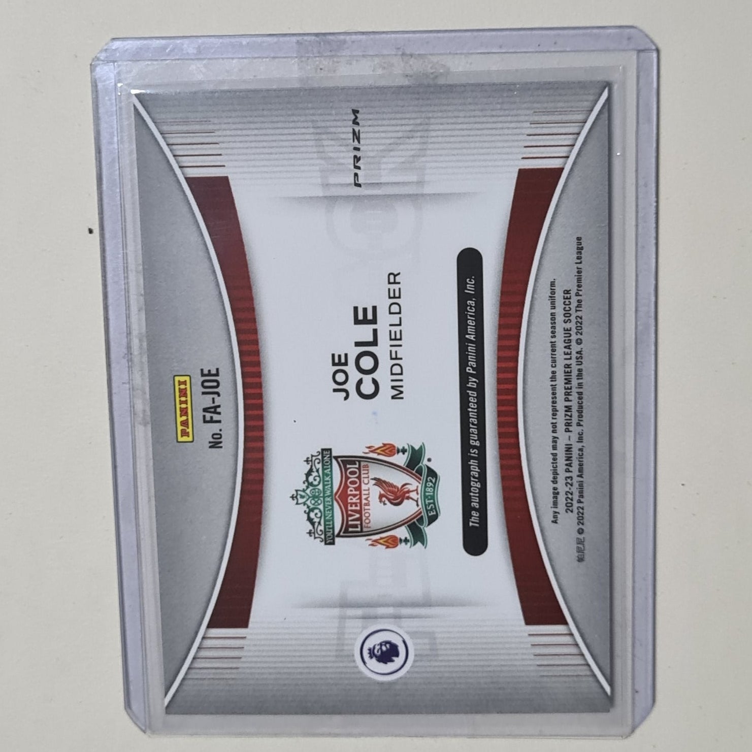Joe Cole 2022-23 Panini Prizm premier league flashback autographs  FA-JOE Soccer football Liverpool excellent+  sleeved