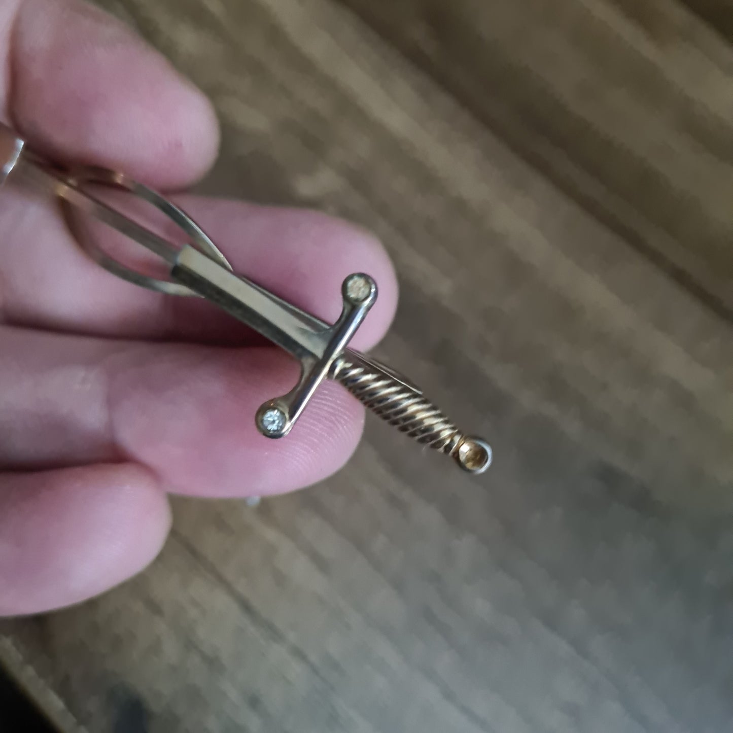 Stratton vintage tie pin clip gold tone sword made in England