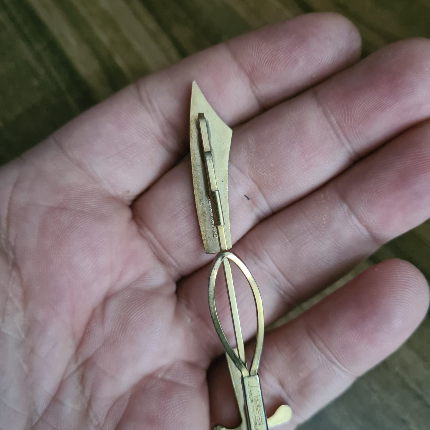 Stratton vintage tie pin clip gold tone sword made in England