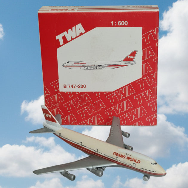 Schabak 1:600 Boeing 747-200 TWA German made Diecast plane 901/10