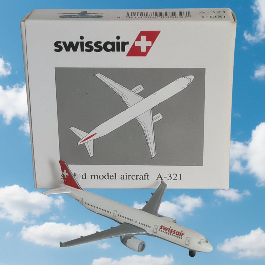 Schabak 1:600 Airbus A-321 Swissair diecast plane 956/4 VGC boxed