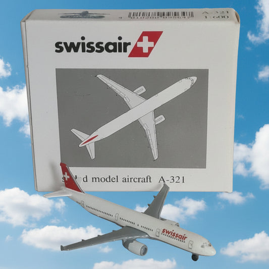 Schabak 1:600 Airbus A-321 Swissair diecast plane 956/4 VGC boxed