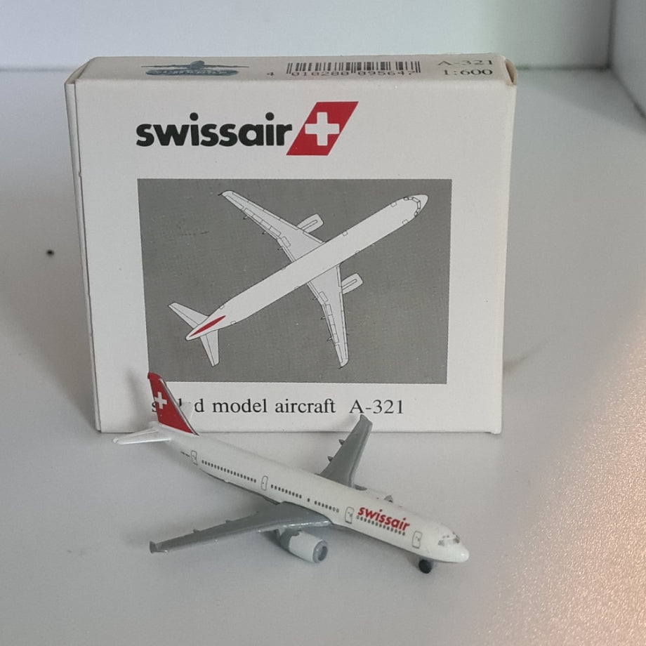 Schabak 1:600 Airbus A-321 Swissair diecast plane 956/4 VGC boxed
